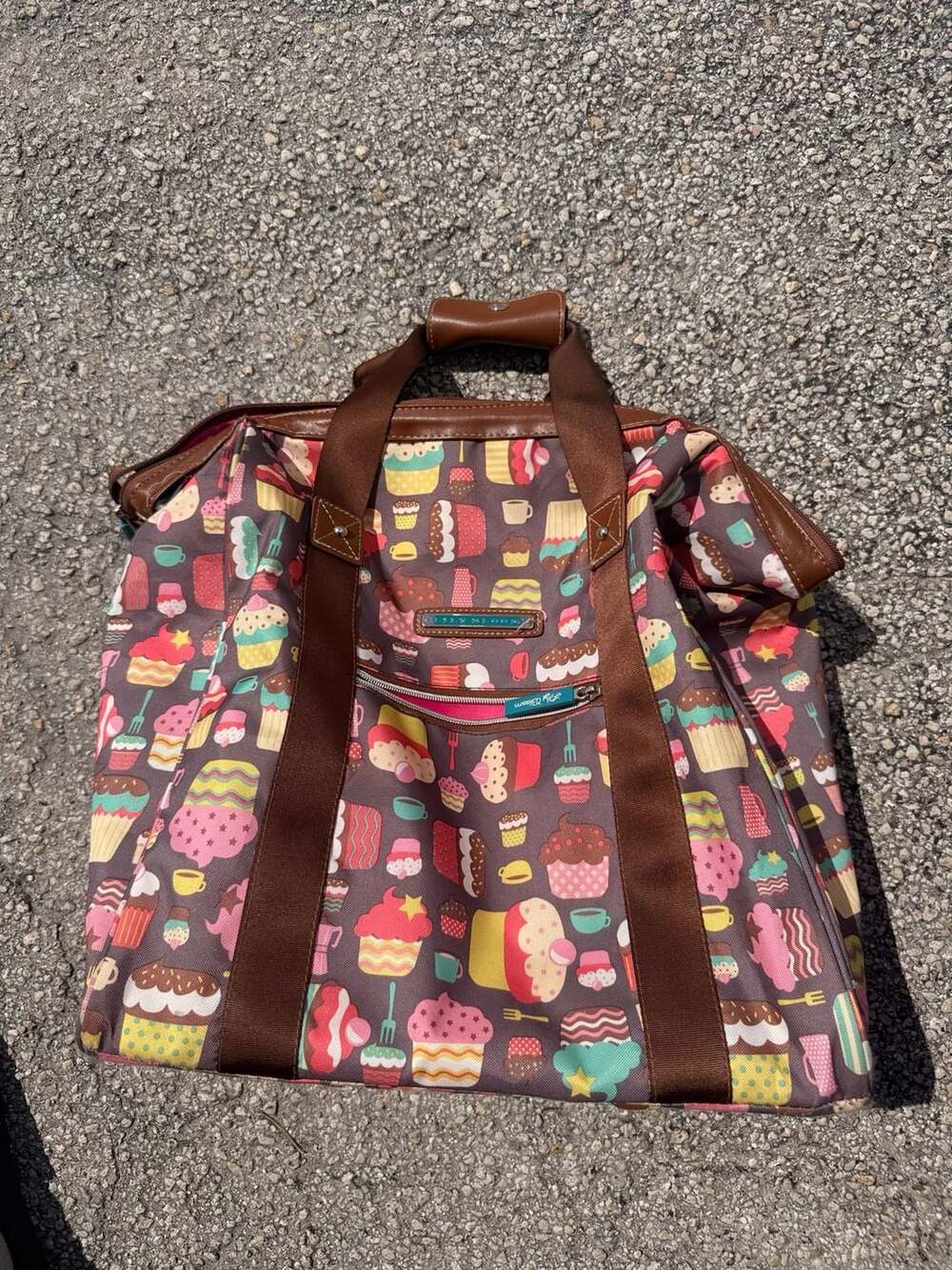 Lily Bloom Cupcake Print Rolling Duffel Bag